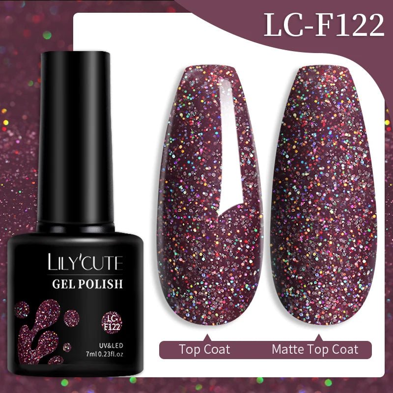 LILYCUTE Gold Aurora Glitter Gel Nagellack Frühling Nude Farbe Langlebig Französisch Für Maniküre Soak Off Nail art UV Gel Lack - flohmarkt-deutschland.shop