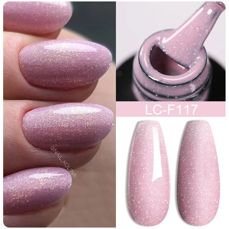 LILYCUTE Gold Aurora Glitter Gel Nagellack Frühling Nude Farbe Langlebig Französisch Für Maniküre Soak Off Nail art UV Gel Lack - flohmarkt-deutschland.shop