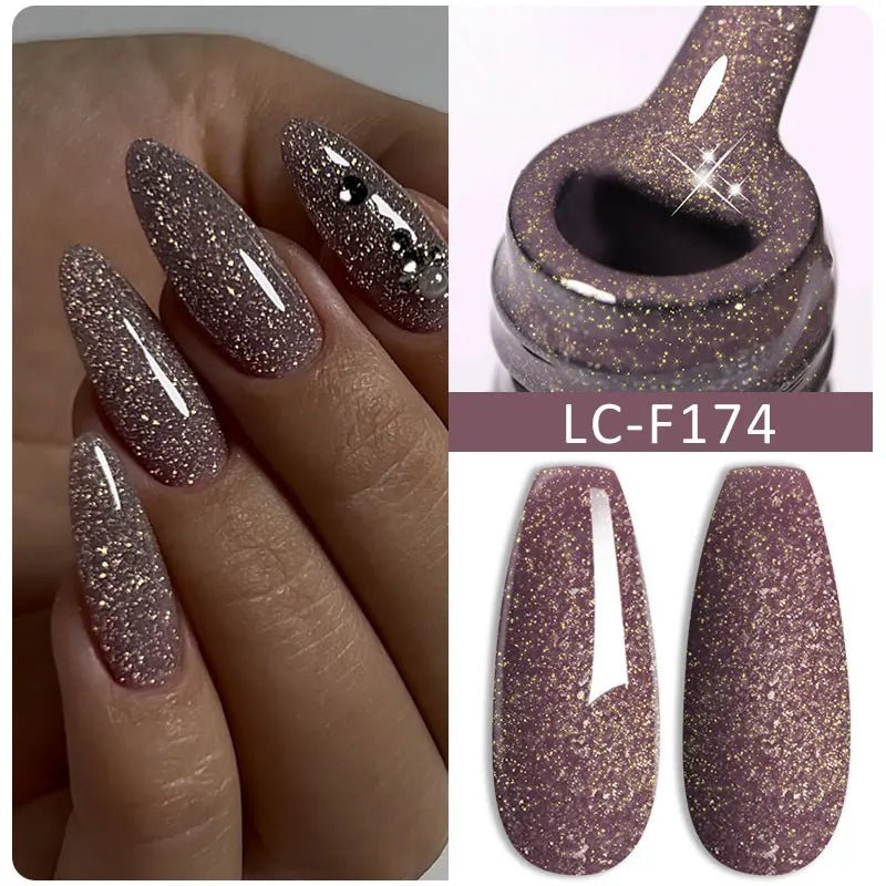 LILYCUTE Gold Aurora Glitter Gel Nagellack Frühling Nude Farbe Langlebig Französisch Für Maniküre Soak Off Nail art UV Gel Lack - flohmarkt-deutschland.shop