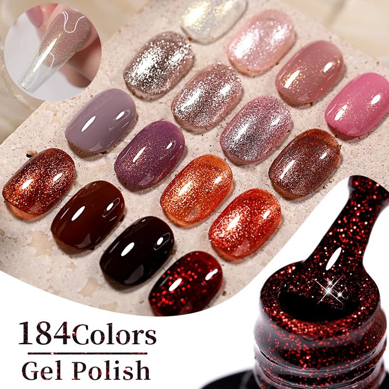 LILYCUTE Gold Aurora Glitter Gel Nagellack Frühling Nude Farbe Langlebig Französisch Für Maniküre Soak Off Nail art UV Gel Lack - flohmarkt-deutschland.shop