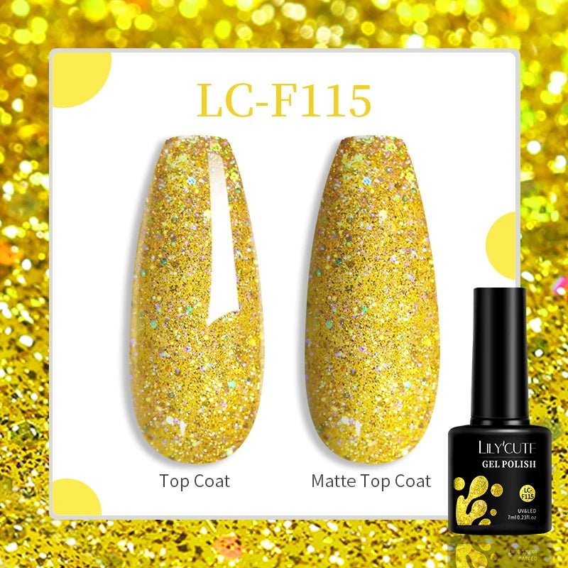 LILYCUTE Gold Aurora Glitter Gel Nagellack Frühling Nude Farbe Langlebig Französisch Für Maniküre Soak Off Nail art UV Gel Lack - flohmarkt-deutschland.shop