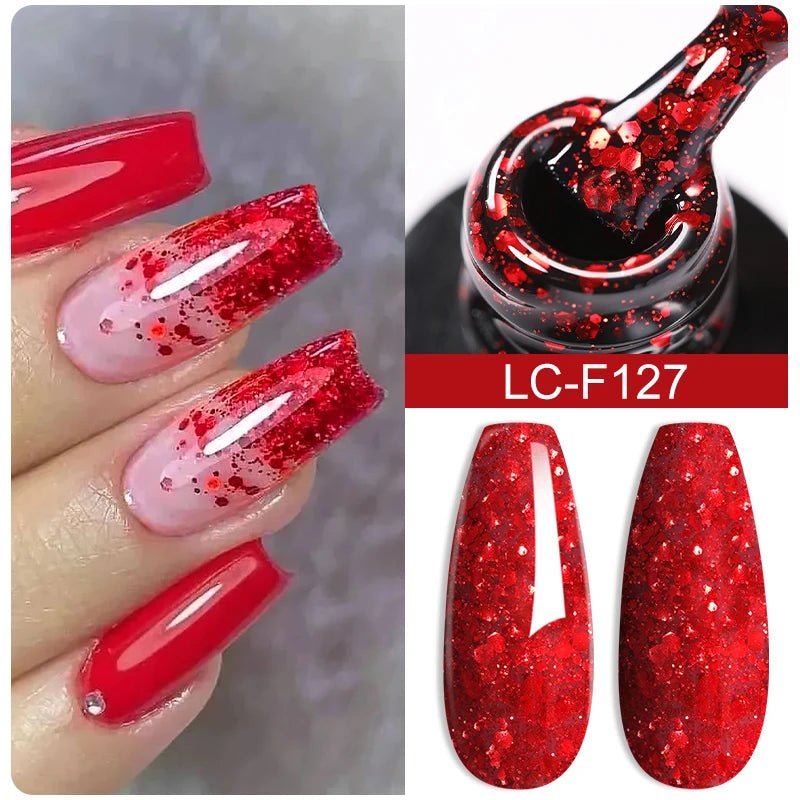 LILYCUTE Gold Aurora Glitter Gel Nagellack Frühling Nude Farbe Langlebig Französisch Für Maniküre Soak Off Nail art UV Gel Lack - flohmarkt-deutschland.shop