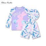 Long Sleeved Rashguard Swim Bathing Suit Set Anti UV Kids Swimwear for Girls 3-Piece Children Swimming Bathing Suit Rash Guard - flohmarkt-deutschland.shop