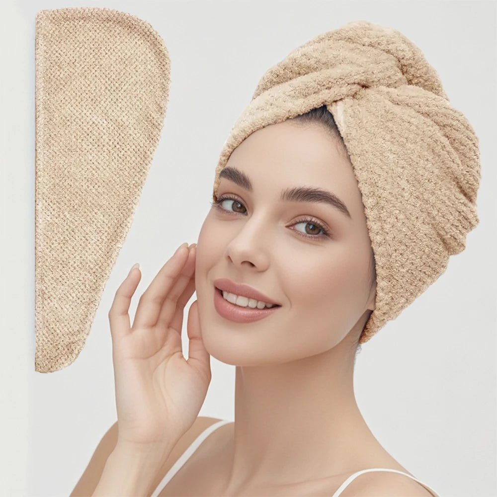 LunaLuxe Texturierte Haarkappe - Schonendes Trocknen Hohe Saugfähigkeit Und Sanfter Tragekomfort Für Frauen - flohmarkt-deutschland.shop