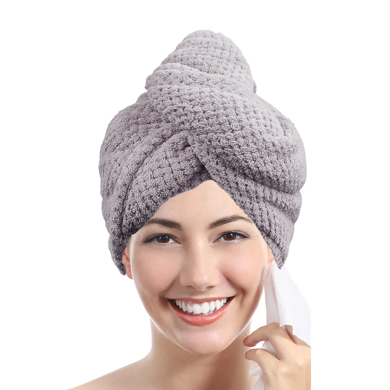 LunaLuxe Texturierte Haarkappe - Schonendes Trocknen Hohe Saugfähigkeit Und Sanfter Tragekomfort Für Frauen - flohmarkt-deutschland.shop