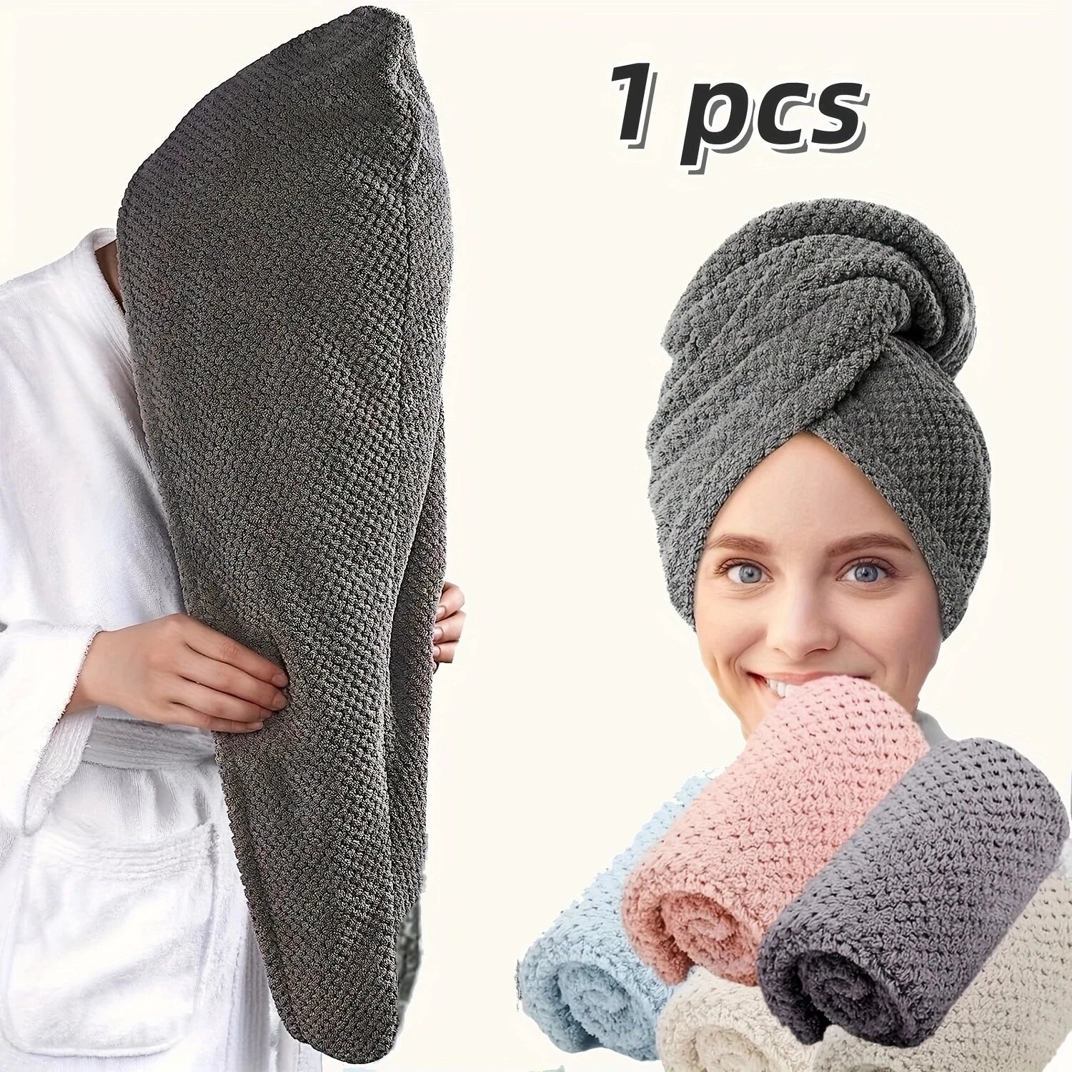 LunaLuxe Texturierte Haarkappe - Schonendes Trocknen Hohe Saugfähigkeit Und Sanfter Tragekomfort Für Frauen - flohmarkt-deutschland.shop