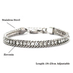 Luxury Men Tennis Bracelet Stainless Steel White Zirconia Chain Link Braslet Adjustable Gifts For Him Armband Herren Accessories - flohmarkt-deutschland.shop