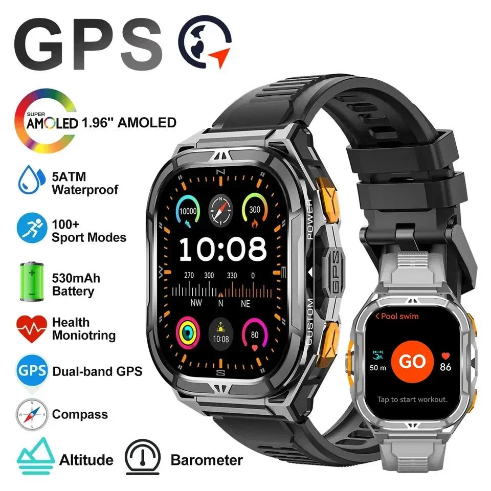 Luxus AMOLED Smartwatch Echt GPS 5 ATM Wasserdichte Intelligente Uhr Elektronische Uhr Sport Handgelenk Digitale Uhren für Mann Android 2026 - flohmarkt-deutschland.shop