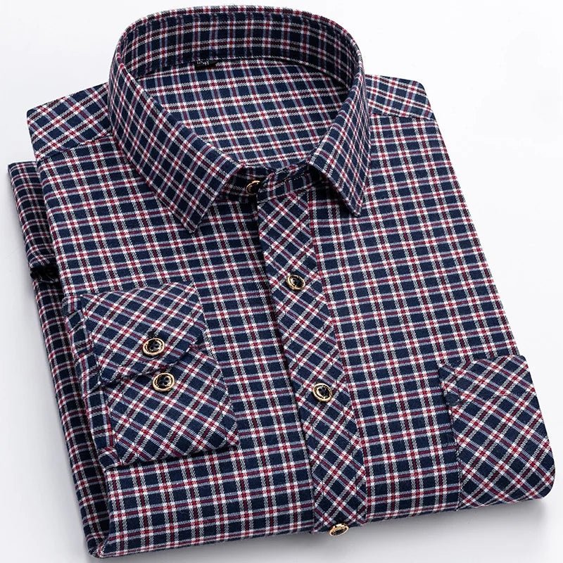 M-6XL Herren Flanell hemden aus reiner Baumwolle Langarm Single Pocket Casual Plaid dicke weiche gemütliche gebürstete Hemden Bluse Männer Kleidung - flohmarkt-deutschland.shop
