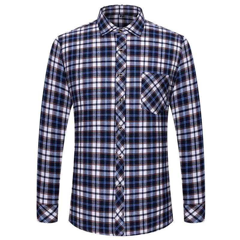 M-6XL Herren Flanell hemden aus reiner Baumwolle Langarm Single Pocket Casual Plaid dicke weiche gemütliche gebürstete Hemden Bluse Männer Kleidung - flohmarkt-deutschland.shop