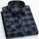 M-6XL Herren Flanell hemden aus reiner Baumwolle Langarm Single Pocket Casual Plaid dicke weiche gemütliche gebürstete Hemden Bluse Männer Kleidung - flohmarkt-deutschland.shop