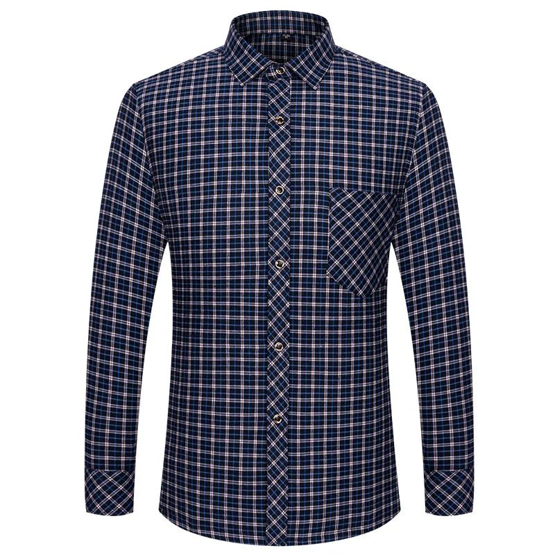 M-6XL Herren Flanell hemden aus reiner Baumwolle Langarm Single Pocket Casual Plaid dicke weiche gemütliche gebürstete Hemden Bluse Männer Kleidung - flohmarkt-deutschland.shop