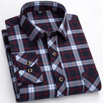 M-6XL Herren Flanell hemden aus reiner Baumwolle Langarm Single Pocket Casual Plaid dicke weiche gemütliche gebürstete Hemden Bluse Männer Kleidung - flohmarkt-deutschland.shop