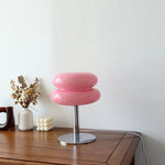 Macaron Glas Tischlampe dimmbar Nachtlicht Schlafzimmer Deko - flohmarkt-deutschland.shop