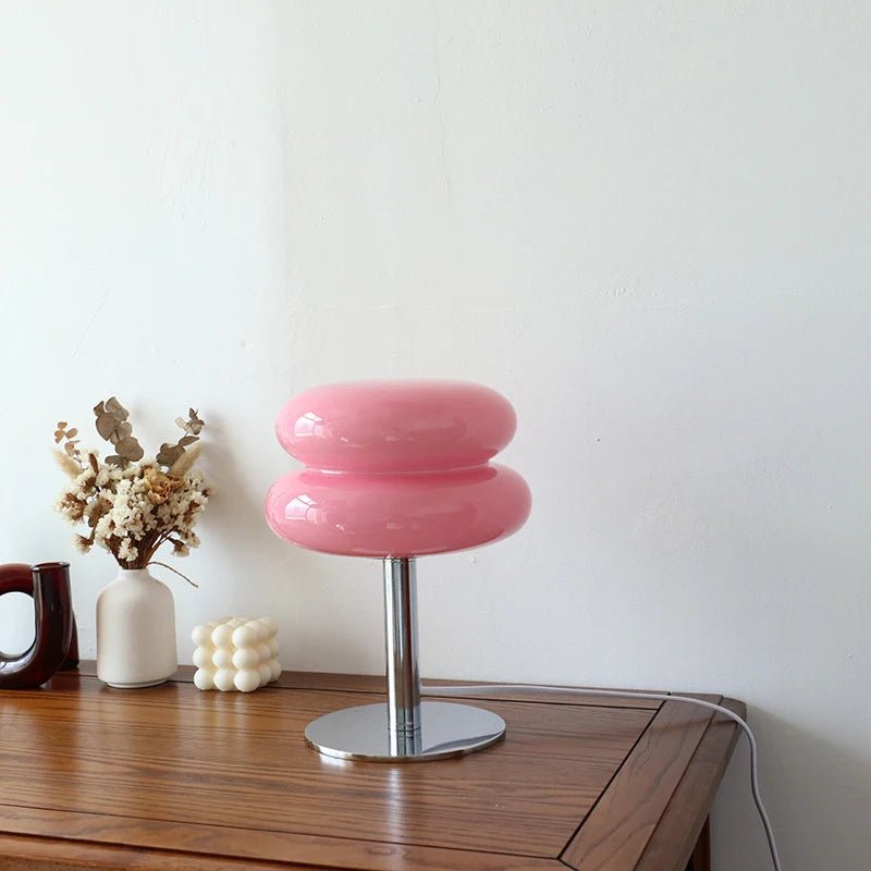 Macaron Glas Tischlampe dimmbar Nachtlicht Schlafzimmer Deko - flohmarkt-deutschland.shop