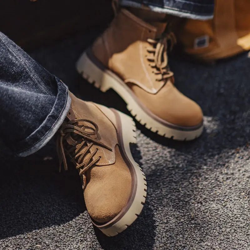 Maden Herren High-Top Stiefel – Kuh-Wildleder, Vintage, Runde Kappe, Wüste, Herbst & Winter - flohmarkt-deutschland.shop