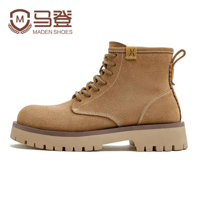 Maden Herren High-Top Stiefel – Kuh-Wildleder, Vintage, Runde Kappe, Wüste, Herbst & Winter - flohmarkt-deutschland.shop