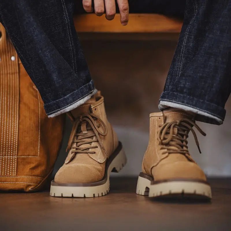 Maden Herren High-Top Stiefel – Kuh-Wildleder, Vintage, Runde Kappe, Wüste, Herbst & Winter - flohmarkt-deutschland.shop