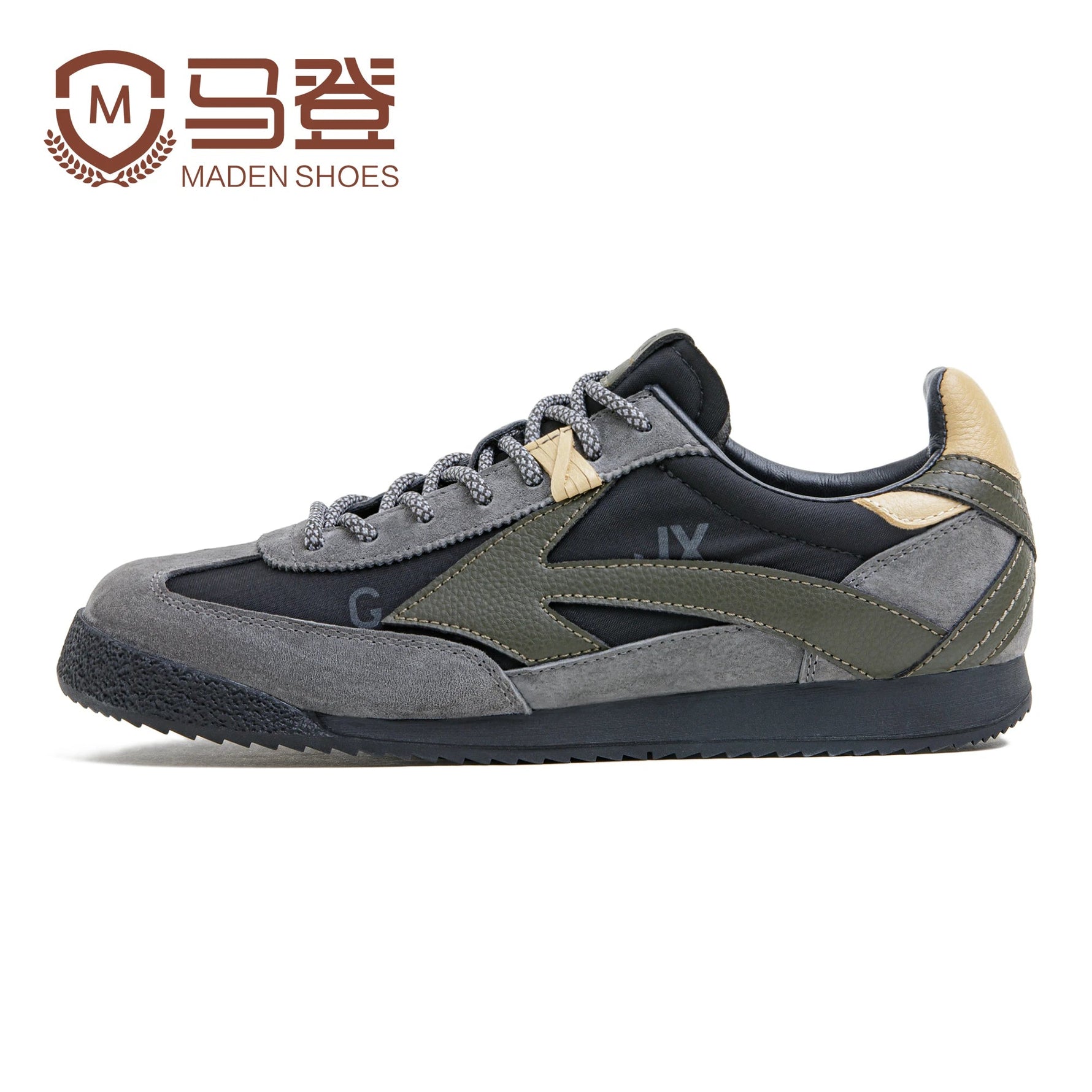 Maden Herren Retro Color Block Laufschuhe Low Top Thin Sole Sneakers Schwarz Deutscher Armee Trainer Style Freizeitschuhe für den Herbst - flohmarkt-deutschland.shop