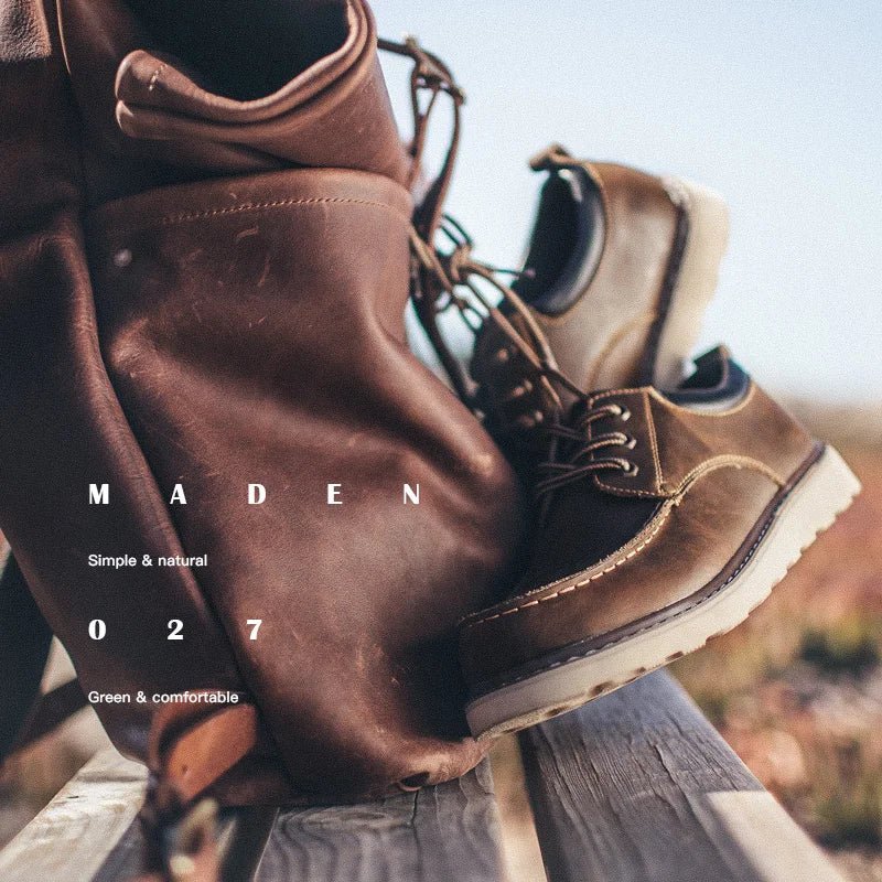 Maden Herren Vintage Anzugschuhe Braun Runde Spitze Derby-Schuhe Lässige Schnürschuhe Niedrige Arbeitsschuhe für Büro und Business - flohmarkt-deutschland.shop