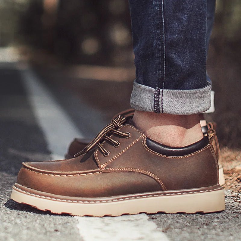 Maden Herren Vintage Anzugschuhe Braun Runde Spitze Derby-Schuhe Lässige Schnürschuhe Niedrige Arbeitsschuhe für Büro und Business - flohmarkt-deutschland.shop
