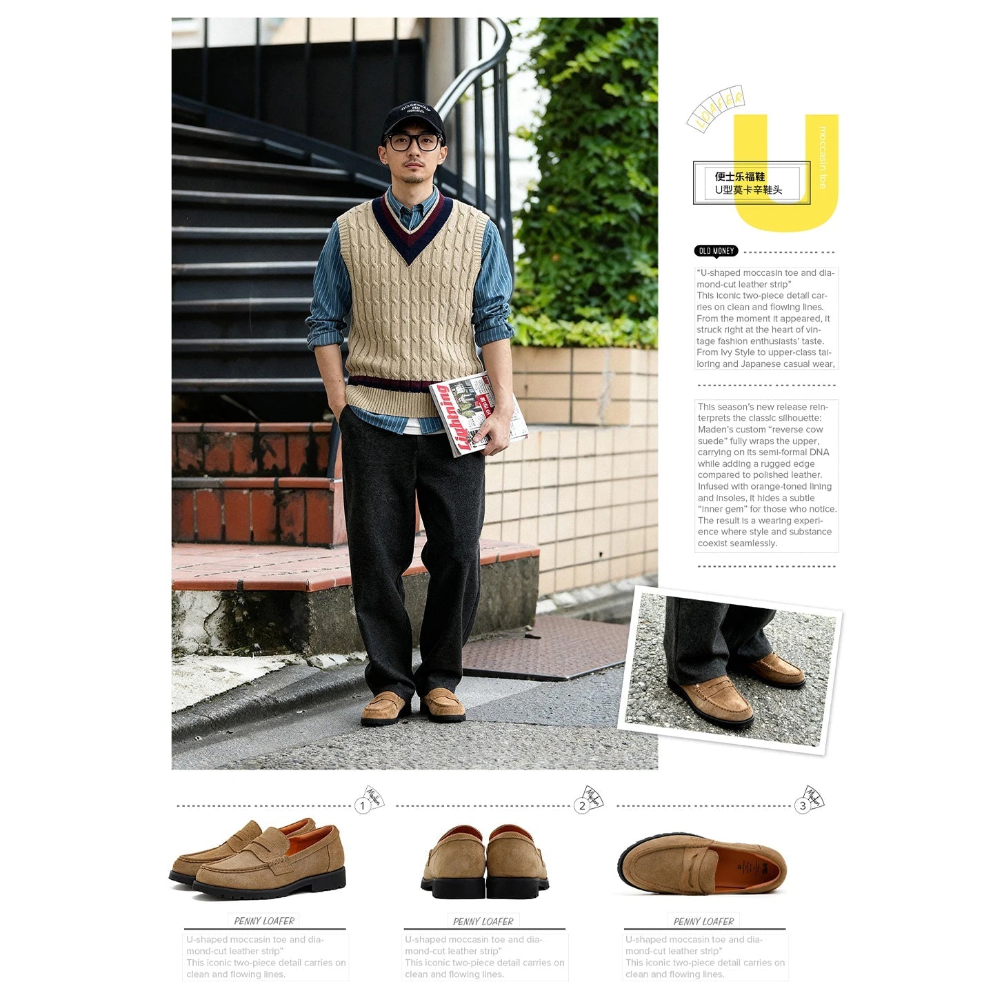 Maden Herren Vintage Wildleder Penny Loafers im Old Money Stil, braune Slipper für den Herbst, lässige Halbschuhe - flohmarkt-deutschland.shop