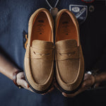 Maden Herren Vintage Wildleder Penny Loafers im Old Money Stil, braune Slipper für den Herbst, lässige Halbschuhe - flohmarkt-deutschland.shop