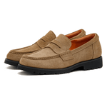 Maden Herren Vintage Wildleder Penny Loafers im Old Money Stil, braune Slipper für den Herbst, lässige Halbschuhe - flohmarkt-deutschland.shop
