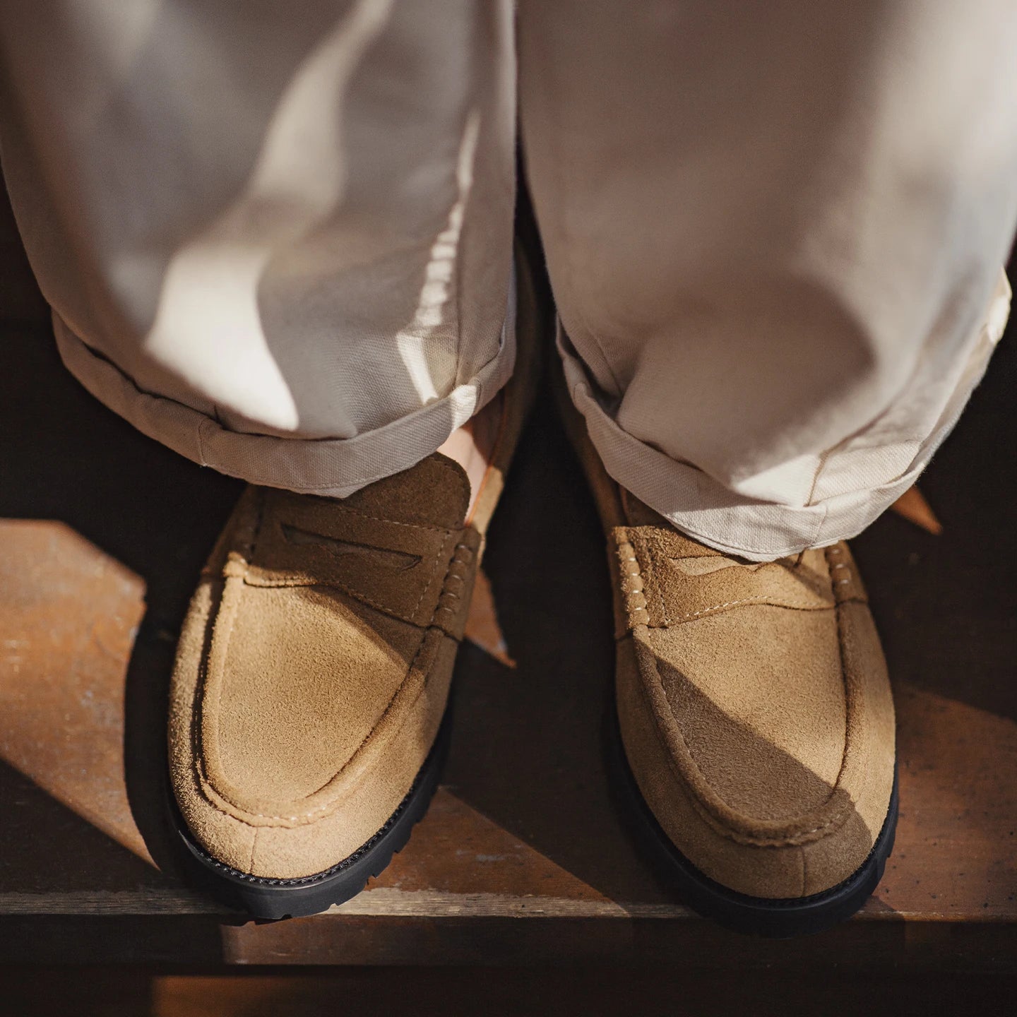 Maden Herren Vintage Wildleder Penny Loafers im Old Money Stil, braune Slipper für den Herbst, lässige Halbschuhe - flohmarkt-deutschland.shop