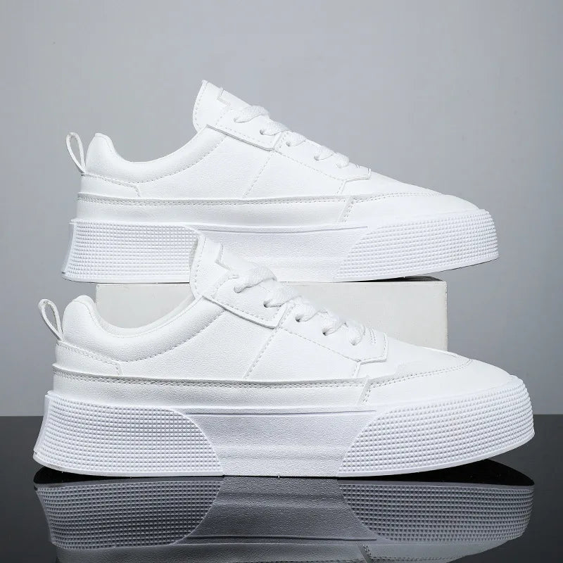 Männer Weiße Schuhe Leder Casual Turnschuhe Trend Plattform Schuhe Bequeme Vulkanisierte Schuhe für Männer Weiß Tenis Masculinos - flohmarkt-deutschland.shop