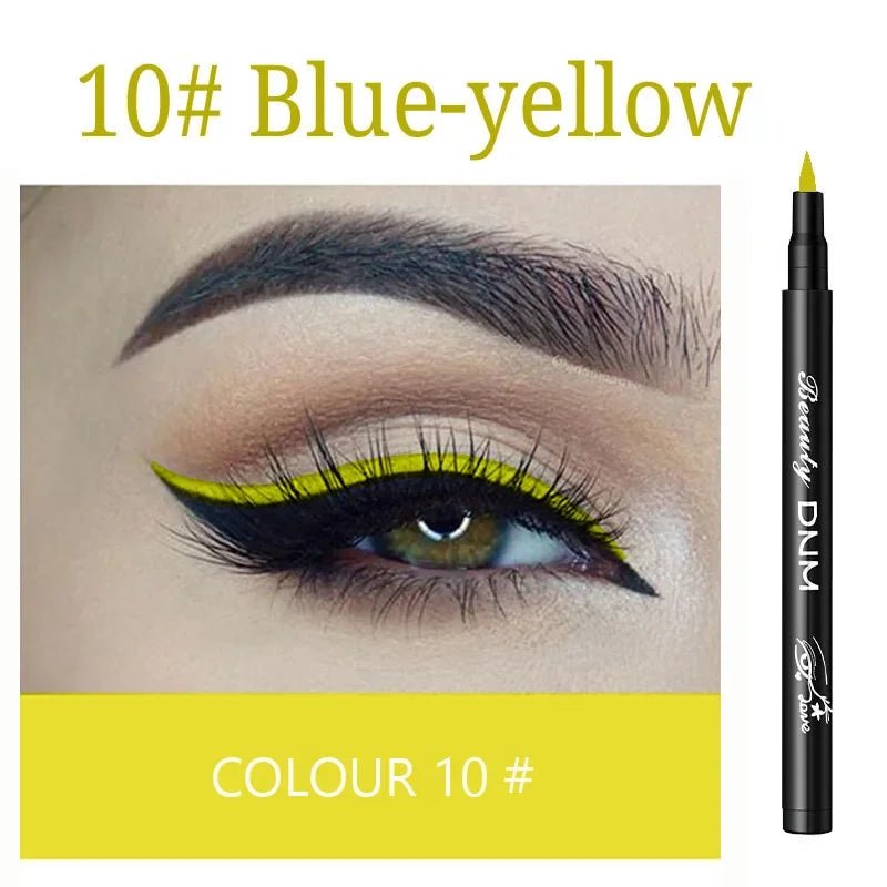 Make-up 12-Farben-Eyeliner, flüssig, wasserdicht, einfach zu tragen, Make-up, mattierter Eyeliner, Blau, Rot, Grün, Weiß, Gold, Brauner Eyeliner - flohmarkt-deutschland.shop