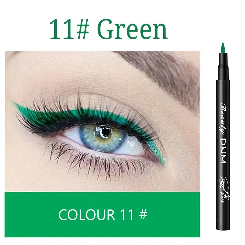 Make-up 12-Farben-Eyeliner, flüssig, wasserdicht, einfach zu tragen, Make-up, mattierter Eyeliner, Blau, Rot, Grün, Weiß, Gold, Brauner Eyeliner - flohmarkt-deutschland.shop