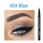 Make-up 12-Farben-Eyeliner, flüssig, wasserdicht, einfach zu tragen, Make-up, mattierter Eyeliner, Blau, Rot, Grün, Weiß, Gold, Brauner Eyeliner - flohmarkt-deutschland.shop