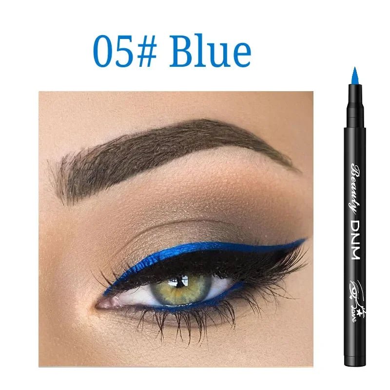 Make-up 12-Farben-Eyeliner, flüssig, wasserdicht, einfach zu tragen, Make-up, mattierter Eyeliner, Blau, Rot, Grün, Weiß, Gold, Brauner Eyeliner - flohmarkt-deutschland.shop