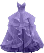 Maßgeschneiderte glitzernde Tüll-Abschlussballkleider, Spaghettiträger, Ballkleider für Frauen, bauschiges, abgestuftes, formelles Abend- und Partykleid - flohmarkt-deutschland.shop