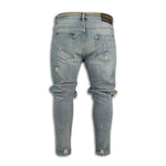 Men Long Jeans Pants Denim Pencil Pant Hole Splice Simple Slim Fit Zipper Lace Up Tight Waist Straight Trousers Autumn - flohmarkt-deutschland.shop