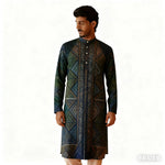 Men Muslim Simple Casual Shirt Ethnic Printing Style Long Sleeve Shirt Stand Collar Islam Homme Muslimische Kleider Herren - flohmarkt-deutschland.shop