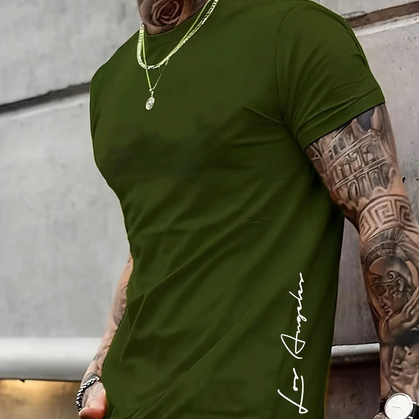 Men's 100 cotton summer loose Contrast Color Alphabet los Angelest print slim fit casual sports round neck short sleeved T-shirt - flohmarkt-deutschland.shop