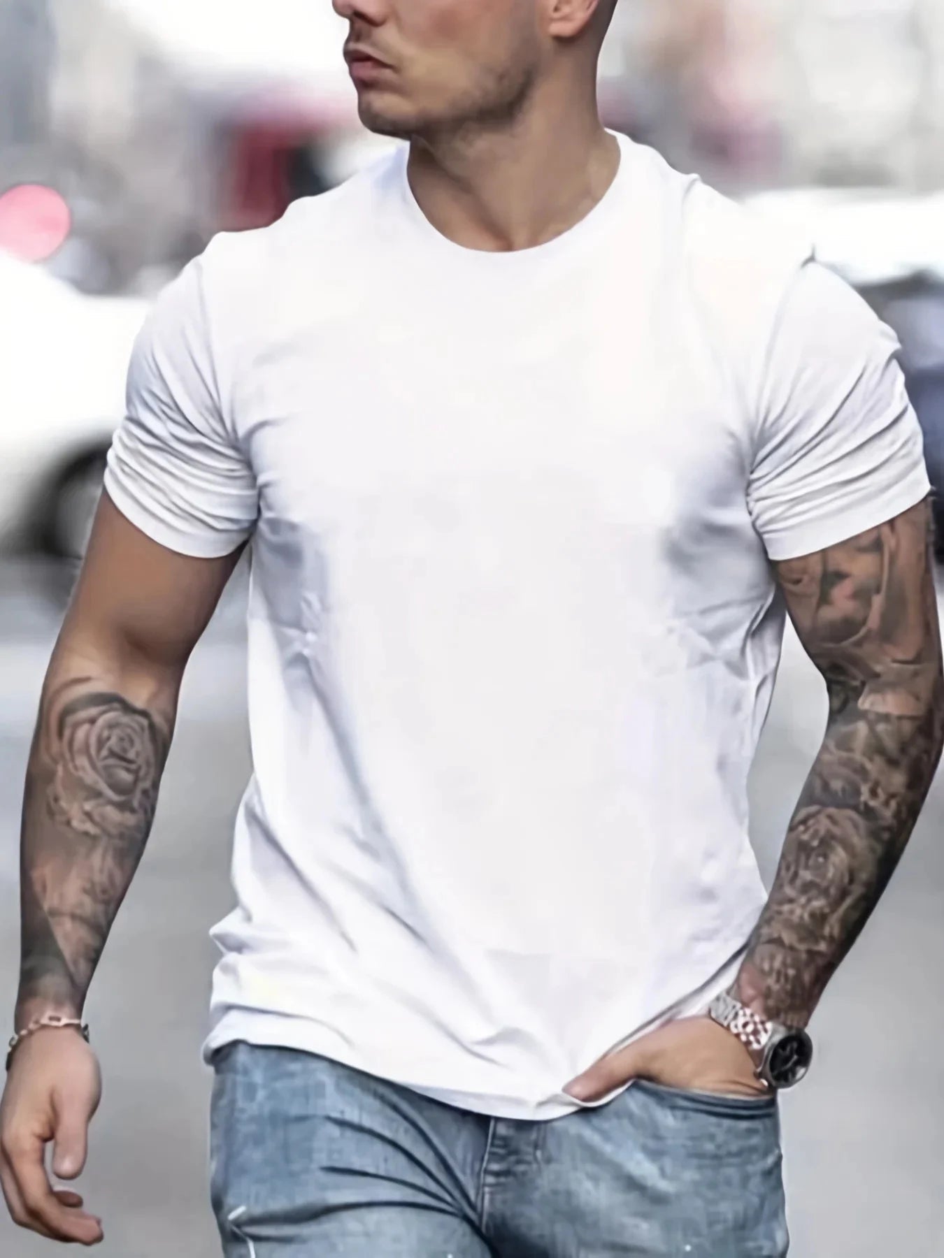 Men's 100 cotton summer loose Contrast Color Alphabet los Angelest print slim fit casual sports round neck short sleeved T-shirt - flohmarkt-deutschland.shop