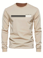 Men's 100% pure cotton summer loose comfortable casual PARIS print large round neck long sleeve T-shirt top - flohmarkt-deutschland.shop