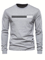 Men's 100% pure cotton summer loose comfortable casual PARIS print large round neck long sleeve T-shirt top - flohmarkt-deutschland.shop
