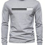 Men's 100% pure cotton summer loose comfortable casual PARIS print large round neck long sleeve T-shirt top - flohmarkt-deutschland.shop