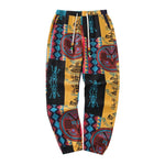 Mens Boho Tribal Print Stretch Linen Pnats Cotton Blend Drawstring LightWeight Trousers with Pockets Summer Jogger Pants - flohmarkt-deutschland.shop