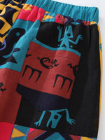 Mens Boho Tribal Print Stretch Linen Pnats Cotton Blend Drawstring LightWeight Trousers with Pockets Summer Jogger Pants - flohmarkt-deutschland.shop
