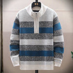 Men's Casual Sports Coat 2025 Autumn / Winter Men Quarter-Zip Sweaters Pure Cotton Mock Neck Knit Long Sleeve Pullover Sweater - flohmarkt-deutschland.shop