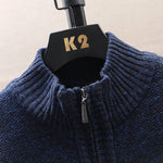 Men's Casual Sports Coat 2025 Autumn / Winter Men Quarter-Zip Sweaters Pure Cotton Mock Neck Knit Long Sleeve Pullover Sweater - flohmarkt-deutschland.shop