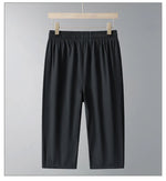 Men's Ice Silk Seven-Quarter Pants 2025 Summer Thin Riding Breeches Loose-Fit Quick-Drying Casual Solid Sports Mid-Waist Shorts - flohmarkt-deutschland.shop