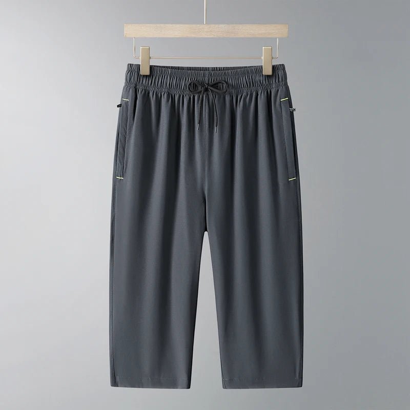 Men's Ice Silk Seven-Quarter Pants 2025 Summer Thin Riding Breeches Loose-Fit Quick-Drying Casual Solid Sports Mid-Waist Shorts - flohmarkt-deutschland.shop