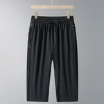 Men's Ice Silk Seven-Quarter Pants 2025 Summer Thin Riding Breeches Loose-Fit Quick-Drying Casual Solid Sports Mid-Waist Shorts - flohmarkt-deutschland.shop