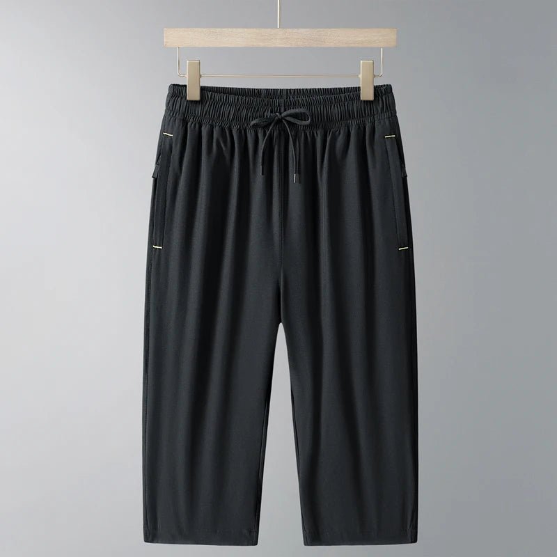 Men's Ice Silk Seven-Quarter Pants 2025 Summer Thin Riding Breeches Loose-Fit Quick-Drying Casual Solid Sports Mid-Waist Shorts - flohmarkt-deutschland.shop